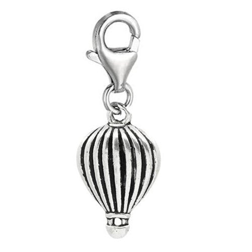 Clip on Hot Air Balloon Dangle Charm Pendant for European Clip on Charm Jewelry w/ Lobster Clasp