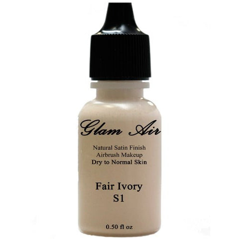 Large Bottle Airbrush Makeup Foundation Satin S1 Fair Ivory Water-based Makeup Lasting All Day 0.50 Oz Bottle By Glam Air - Sexy Sparkles Fashion Jewelry - 1