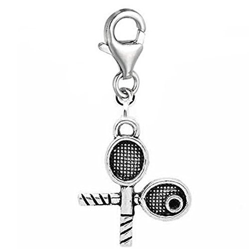 Clip on Tennis Racket Dangle Charm Pendant for European Clip on Charm Jewelry w/ Lobster Clasp - Sexy Sparkles Fashion Jewelry