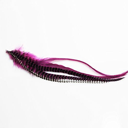 4 Natural Feather Hair Extensions 100% Real, Purple Tones