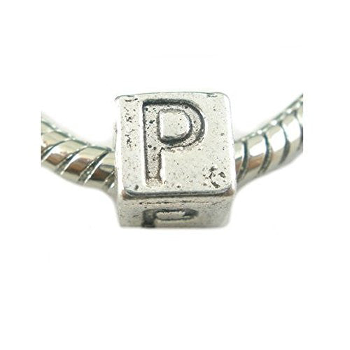 One Alphabet Block Beads Letter P for European Snake Chain Charm Braclets