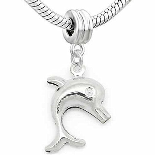 Dolphin 3d Dangle Spacer Charm European Bead Compatible for Most European Snake Chain Bracelet