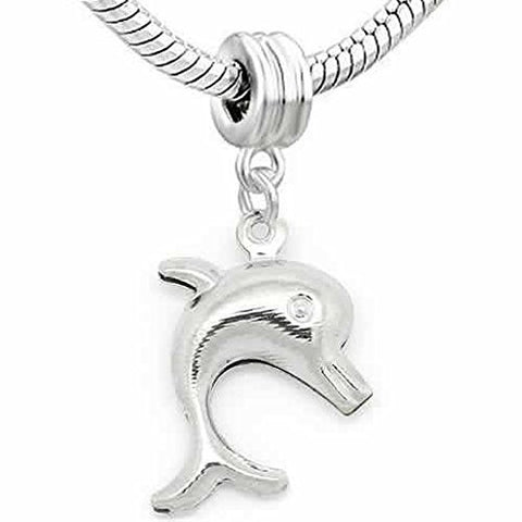 Dolphin 3d Dangle Spacer Charm European Bead Compatible for Most European Snake Chain Bracelet - Sexy Sparkles Fashion Jewelry - 1