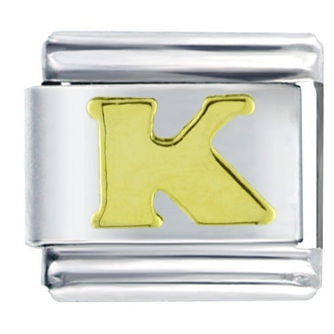 Gold plated base Letter K Italian Charm Bracelet Link - Sexy Sparkles Fashion Jewelry - 4