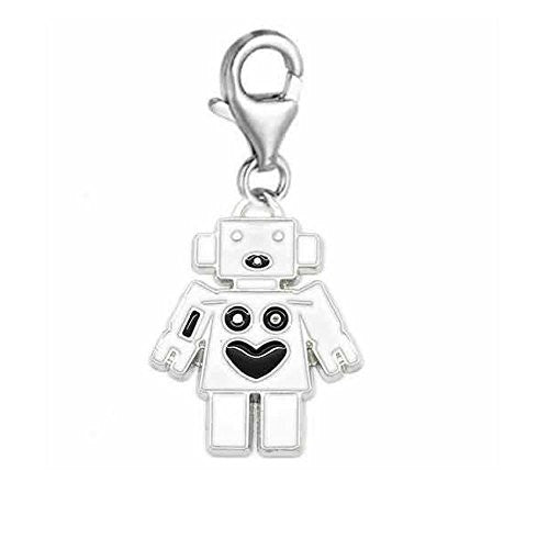 Clip on Robot Pendant for European Charm Jewelry with Lobster Clasp