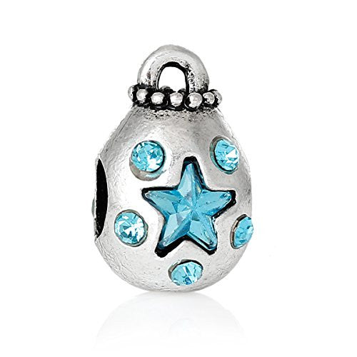 Money Bag With Blue Crystals Charm Bead Spacer for European Snake Chain Charm Bracelets