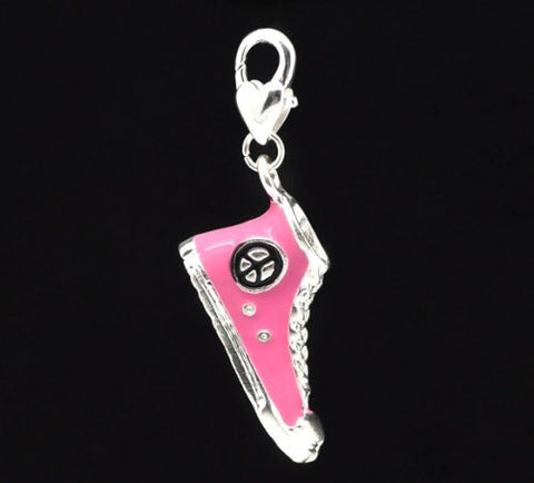Pink Enamel Converse Shoe Charm Pendant for European Clip on Charm Jewelry w/ Lobster Clasp - Sexy Sparkles Fashion Jewelry - 2