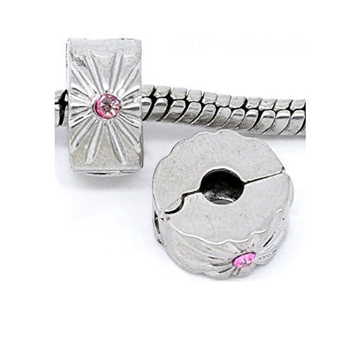 Sunburst with Pink Rhinestone Clip Lock Stopper - Sexy Sparkles Fashion Jewelry - 1