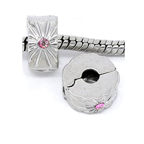 Sunburst with Pink Rhinestone Clip Lock Stopper - Sexy Sparkles Fashion Jewelry - 1