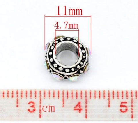 AB Clear Crystal Round Birthstone Spacer Bead Charm for Snake Chain Bracelet - Sexy Sparkles Fashion Jewelry - 3