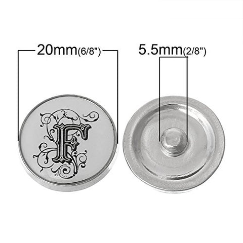 Alphabet Letter F Chunk Snap Button Pendant Fits Snaps Chunk Bracelet - Sexy Sparkles Fashion Jewelry - 2