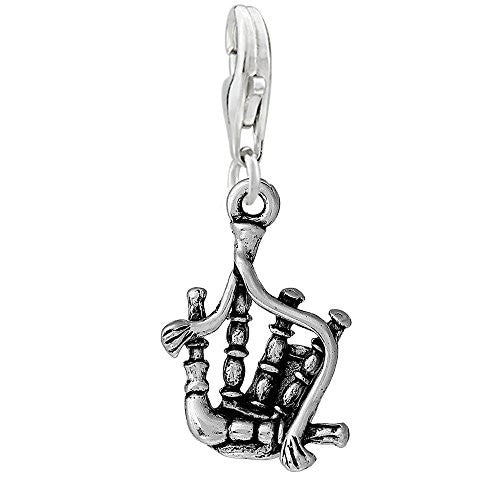 Bagpipes Clip on Pendant Charm for Bracelet or Necklace - Sexy Sparkles Fashion Jewelry