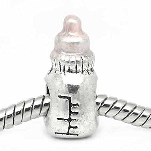 Baby Bottle Charm European Bead Compatible for Most European Snake Chain Bracelet