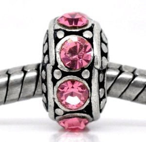 Birthstone Spacer Bead Charm (October Pink) - Sexy Sparkles Fashion Jewelry - 5