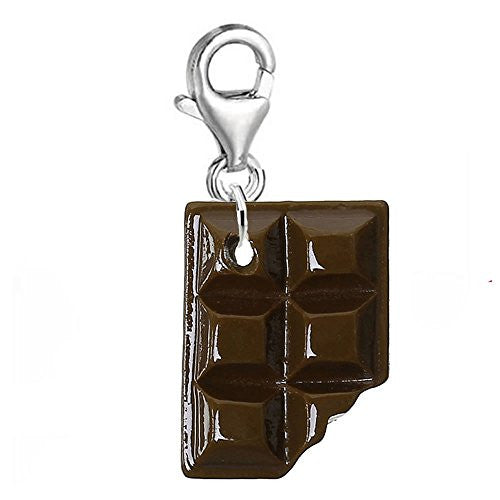 Sweet Chocolate Candy Bar Clip On Charm Pendant w/ Lobster Clasp (Milk Chocolate)