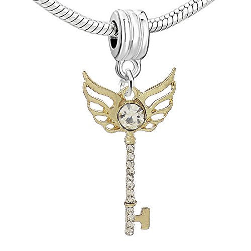 Key to My Heart Dangle Charm European Bead Compatible for Most European Snake Chain Bracelet