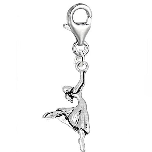 Clip on Ballerina Dancing Girl Charm Pendant for Bracelet or Necklaces - Sexy Sparkles Fashion Jewelry