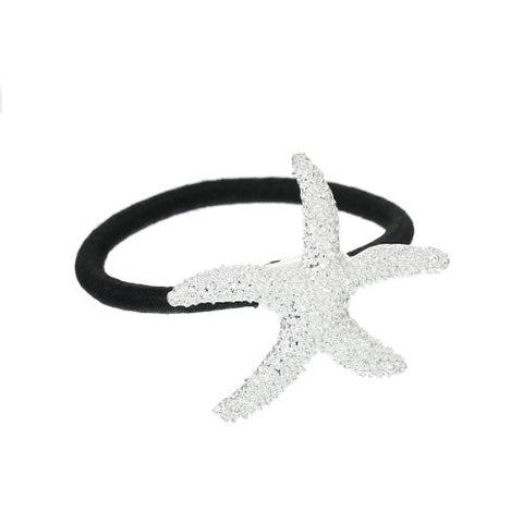 Nylon Cirlce Ring Hair Band Ponytail Holder Black Acrylic Imitation Pearl Choose Your Style From Menu (Starfish) - Sexy Sparkles Fashion Jewelry - 1