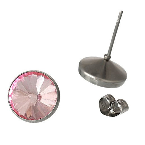 June Birthstone Stainless Steel Post Stud Earrings with  Rhinestone - Sexy Sparkles Fashion Jewelry - 2