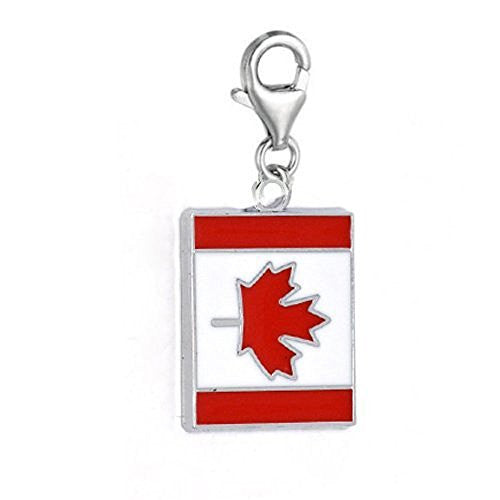 Clip on Canada Flag Charm Dangle Pendant for European Clip on Charm Jewelry with Lobster Clasp - Sexy Sparkles Fashion Jewelry
