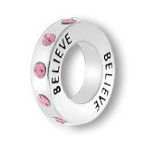 Believe W/Pink  Crystals Charm Bead - Sexy Sparkles Fashion Jewelry
