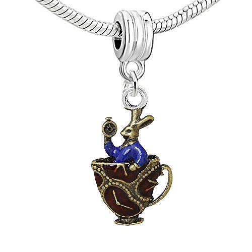 Rabbit in Tea Cup Dangle European Bead Compatible for Most European Snake Chain Bracelet - Sexy Sparkles Fashion Jewelry