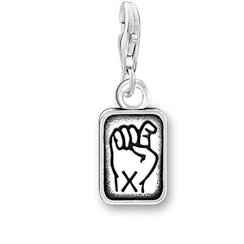 Sign Language Charm Pendant for Bracelets or Necklaces "X"