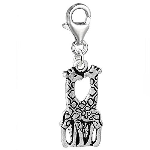 Clip on Giraffe in Love Charm Pendant for Bracelet or Necklaces - Sexy Sparkles Fashion Jewelry