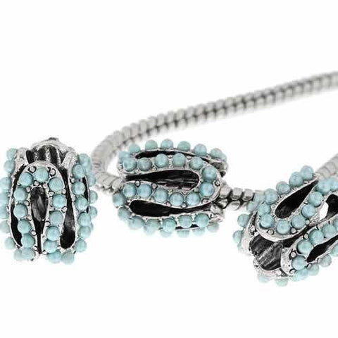 S Pattern Charm Bead with Light Blue Acrylic Balls For Snake Chain Bracelet - Sexy Sparkles Fashion Jewelry - 2