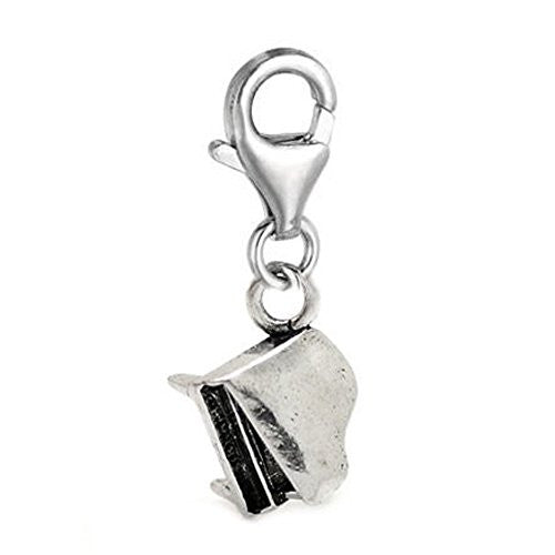 Clip on Grand Piano Charm Pendant for European Jewelry w/ Lobster Clasp