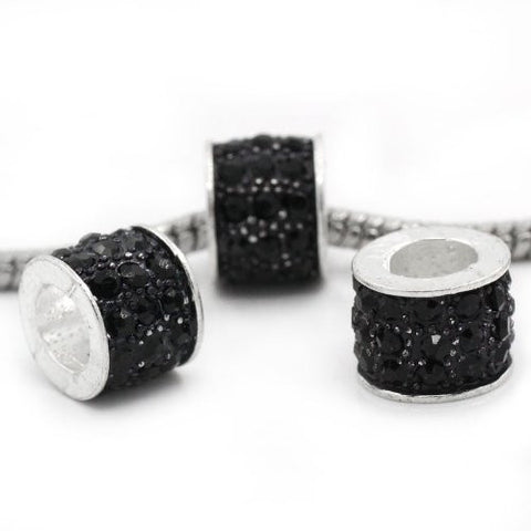 Black Sparkly Charm w/ Rhinestones for Snake Chain Charm Bracelets - Sexy Sparkles Fashion Jewelry - 3