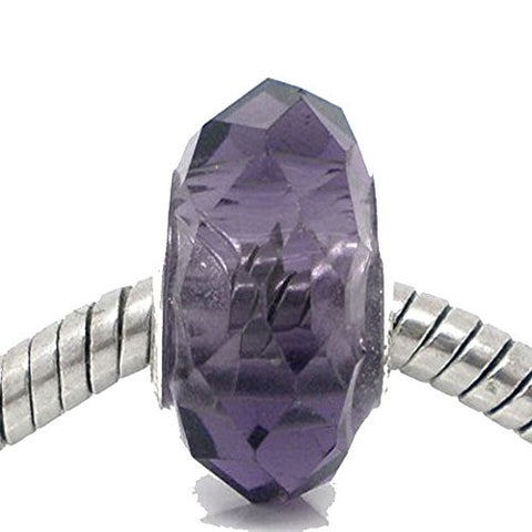 Glass Faceted Style Beads for Snake Chain Charm Bracelet (Purple) - Sexy Sparkles Fashion Jewelry - 1