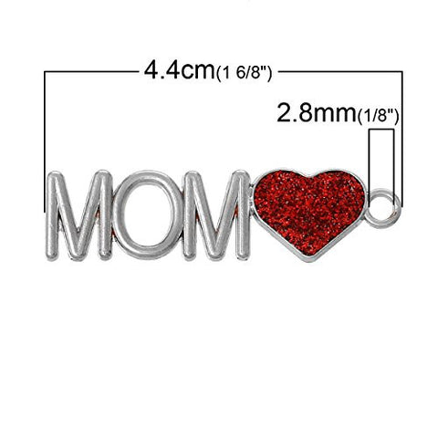 Love Mom with Red Heart Charm Pendant - Sexy Sparkles Fashion Jewelry - 3