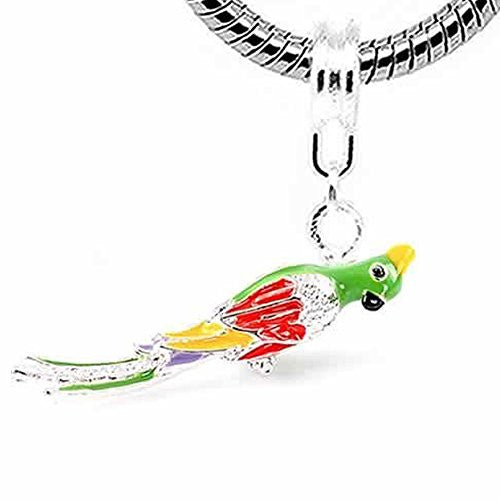 Enamel Multi Parrot Charm Dangle Bead Spacer For Snake Chain Charm Bracelet