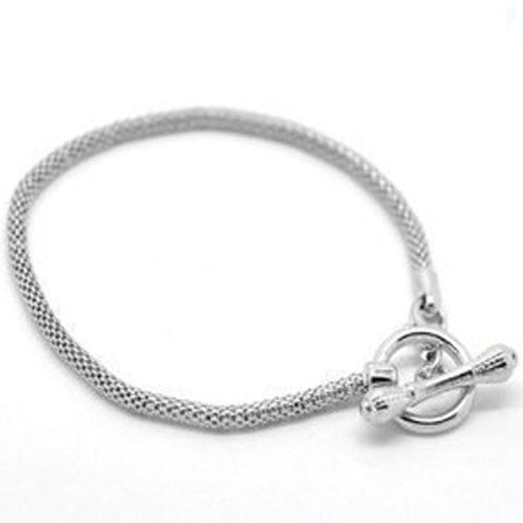 Silver Tone Toggle Clasp European Charm Bracelet, Pandora Charms & Beads Compatible 9 Inches - Sexy Sparkles Fashion Jewelry - 1