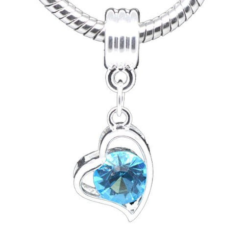 Heart March Birthstone Spacer Bead Charm - Sexy Sparkles Fashion Jewelry - 5