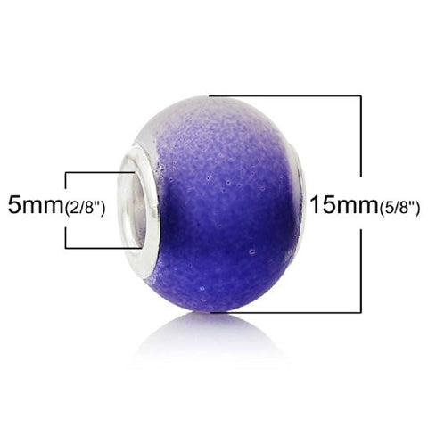 Five (5)Purples Glass European Murano Lampwork Beads Compatible with European Snake Chain Bracelet - Sexy Sparkles Fashion Jewelry - 2
