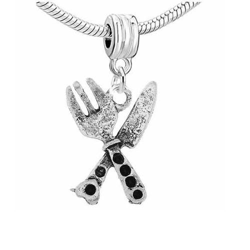 Knife and Fork Dangle European Bead Compatible for Most European Snake Chain Charm Bracelet - Sexy Sparkles Fashion Jewelry
