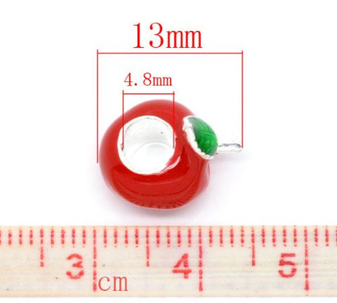 Red Apple Enamel European Bead Compatible for Most European Snake Chain Bracelet - Sexy Sparkles Fashion Jewelry - 3