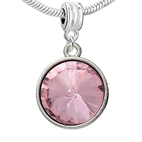 Copper Charm Pendants October Birthstone Round Bright Sparkly Silver Cubic Zirconia Faceted - Sexy Sparkles Fashion Jewelry