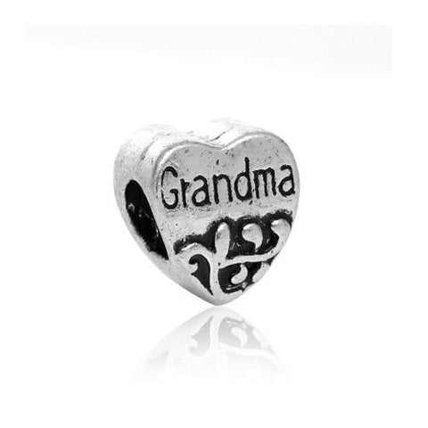 Grandma Heart Bead European Bead Compatible for Most European Snake Chain Charm Braceletss - Sexy Sparkles Fashion Jewelry - 1