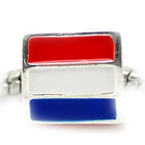 3 Sided Triangle Netherlands Flag Charm Spacer European Bead Compatible for Most European Snake Chain Bracelet