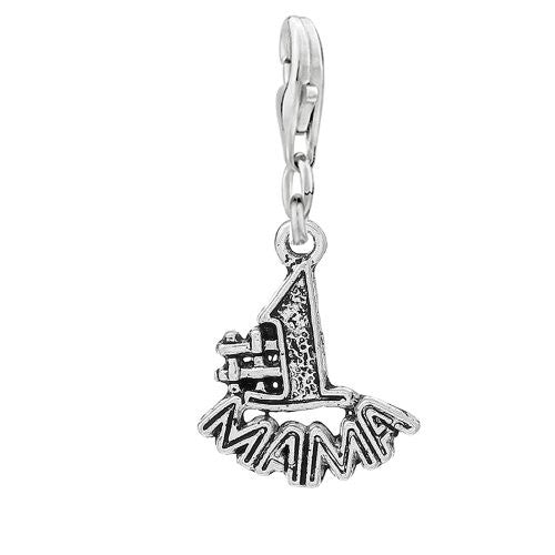 Number 1 Mom Clip On For Bracelet Charm Pendant for European Charm Jewelry w/ Lobster Clasp - Sexy Sparkles Fashion Jewelry