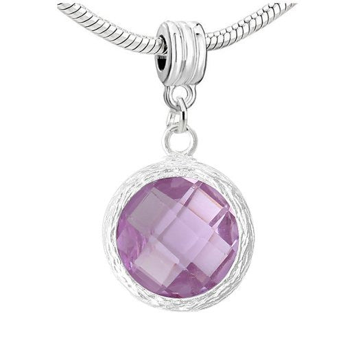 Round Rhinestone Birthstone Charms for Snake Chain Charm Bracelet (February) - Sexy Sparkles Fashion Jewelry