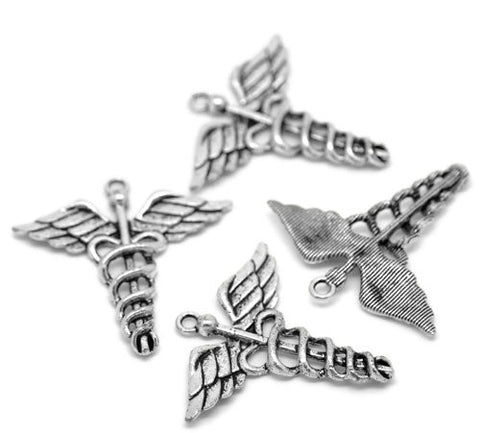 Caduceus Symbol of Medicine Charm Pendant - Sexy Sparkles Fashion Jewelry - 2