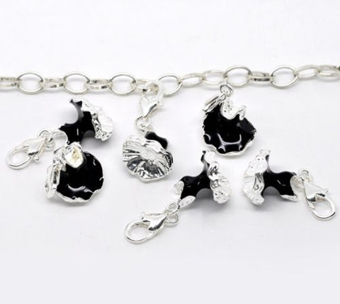 Silver Plated Enamel Ballerina Dress Clothes Clip On Charms Fit Link Chain Bracelet 32x15mm - Sexy Sparkles Fashion Jewelry - 4