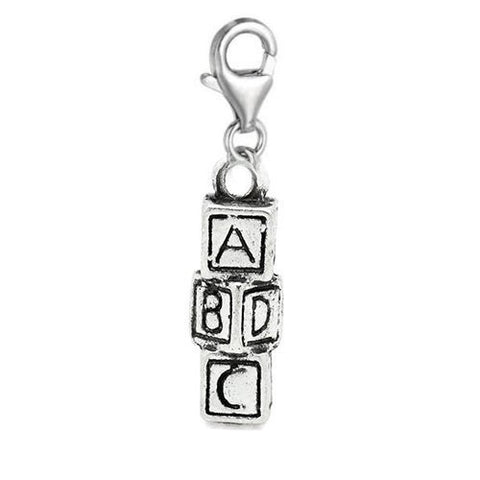 Clip on ABC Cube Charm Dangle Pendant for European Clip on Charm Jewelry with Lobster Clasp - Sexy Sparkles Fashion Jewelry - 2