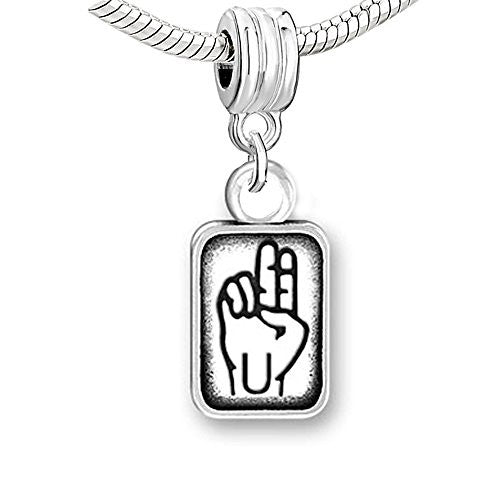 Sign Lauguage Charms Alphabet Letter European Bead Compatible for Most European Snake Chain Bracelet (U) - Sexy Sparkles Fashion Jewelry