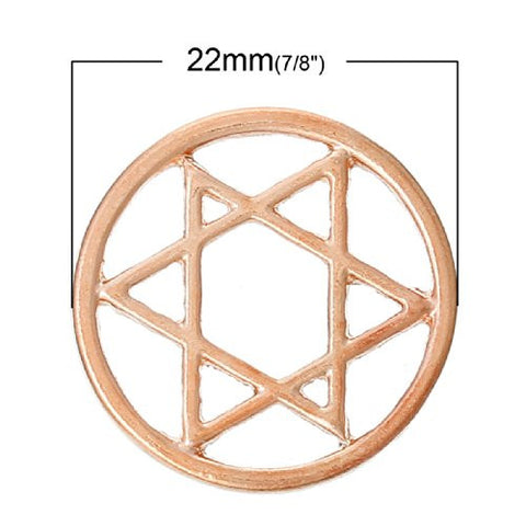 Star of David Rose Gold Tone Floating Charms Dish Plate for Glass Locket Pendants and Floating - Sexy Sparkles Fashion Jewelry - 2