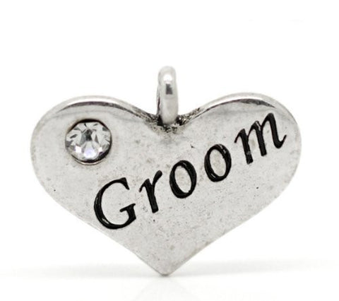 Groom Wedding Heart Charm Pendant for Necklace - Sexy Sparkles Fashion Jewelry - 4